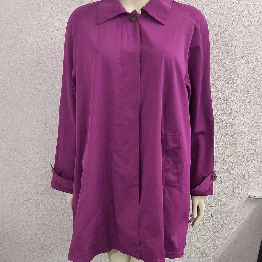 Purple Overcoat All Weather Jacket Lined Chic Classic Trench - Picture 2 of 10